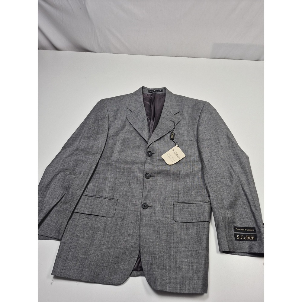 S Cohen Suit Jacket Mens 38 Short Gray Wool Cashmere Super 120s Canada NWT